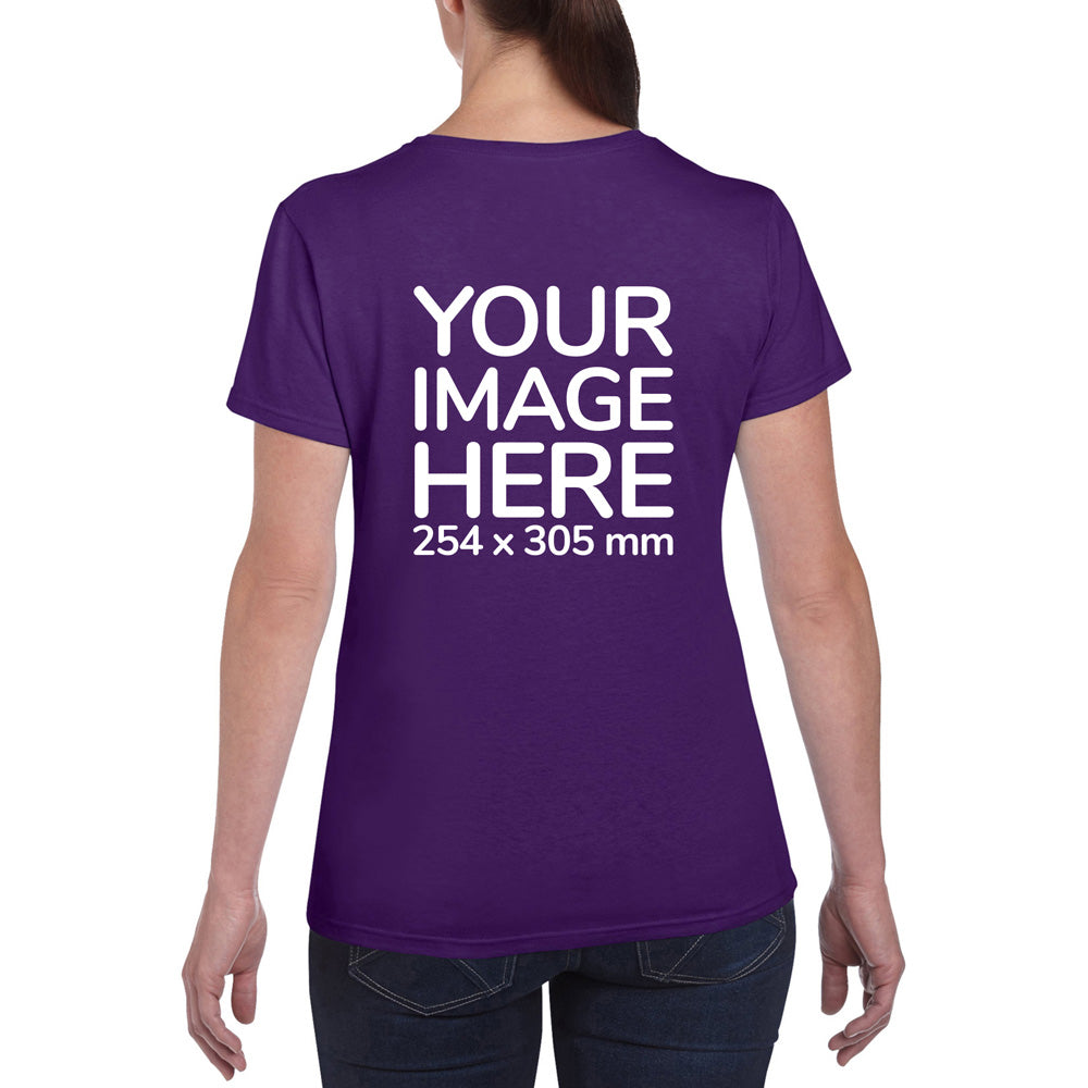 Purple Custom Women's T-Shirt - personalised with image printed on back side