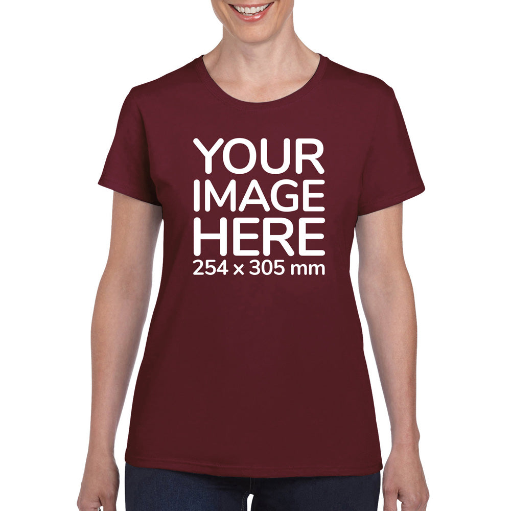 Burgundy Custom Women's T-Shirt - personalised with image on front side