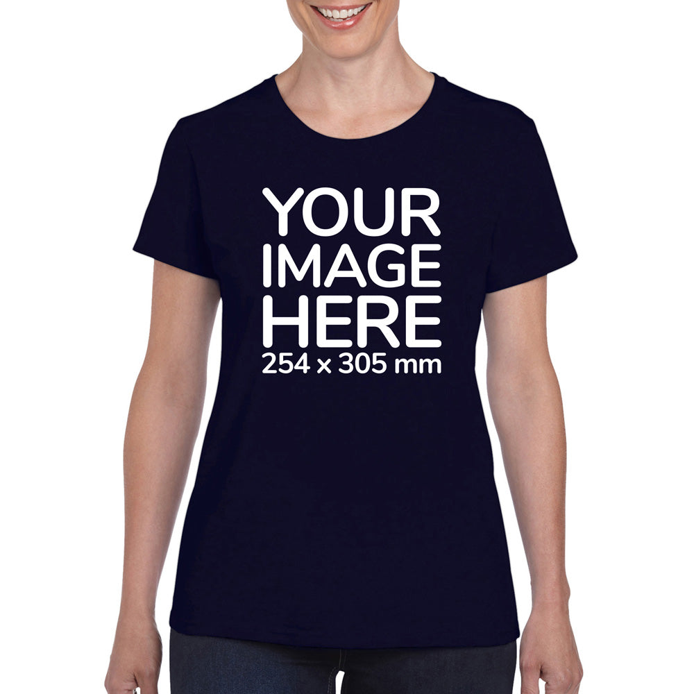 Navy Blue Custom Women's T-Shirt - personalised with image on front side