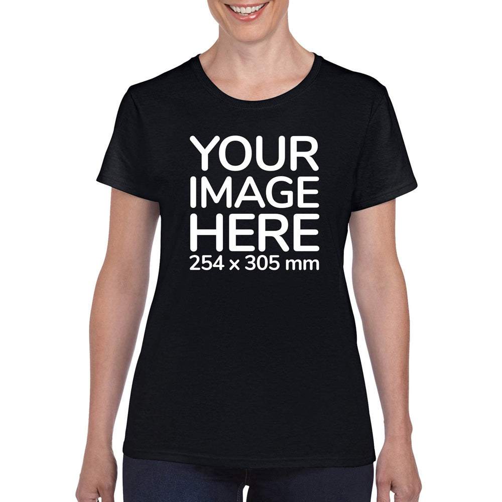 Black Custom Women's T-Shirt - personalised with image printed on front side