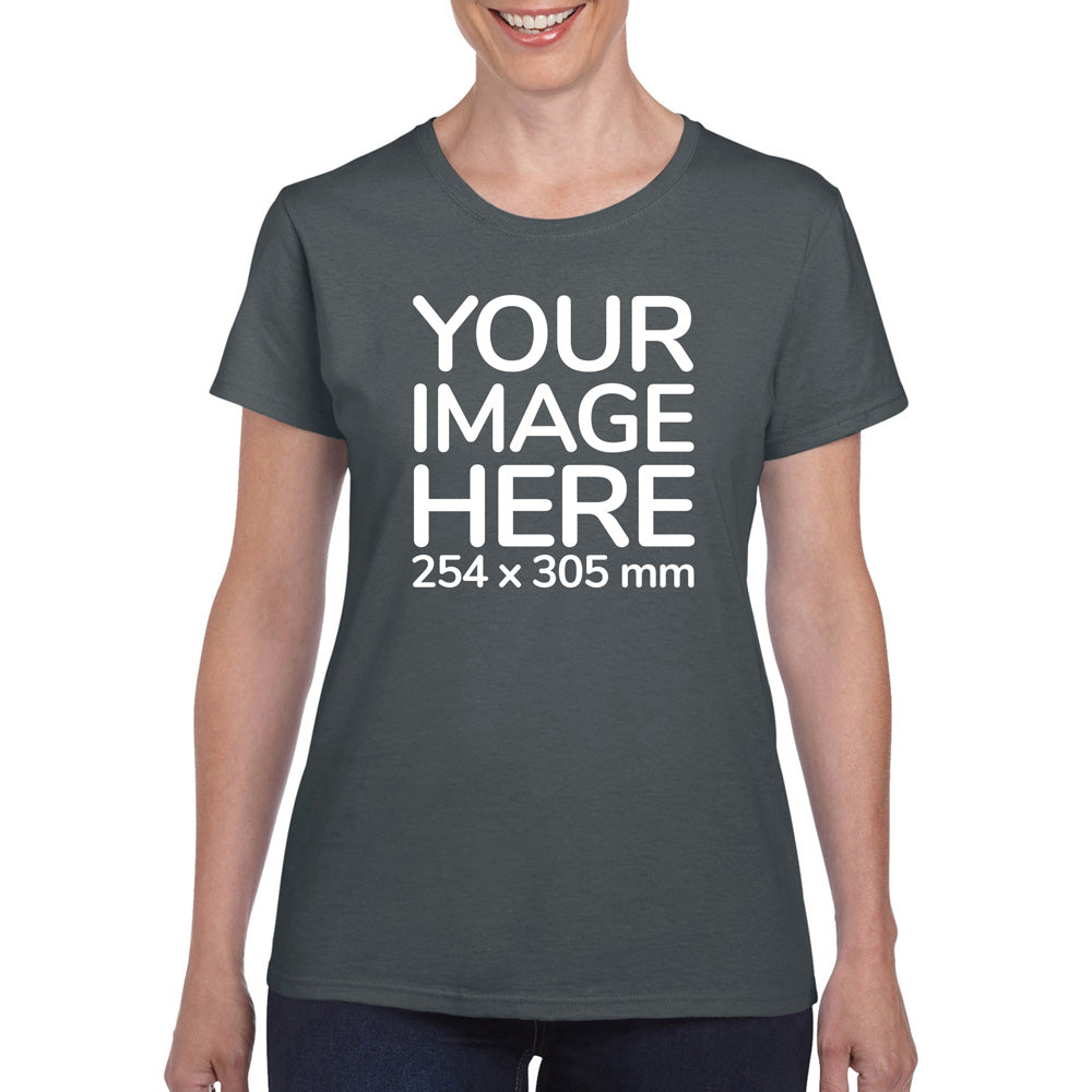 Charcoal Custom Women's T-Shirt - personalised with image printed on front side