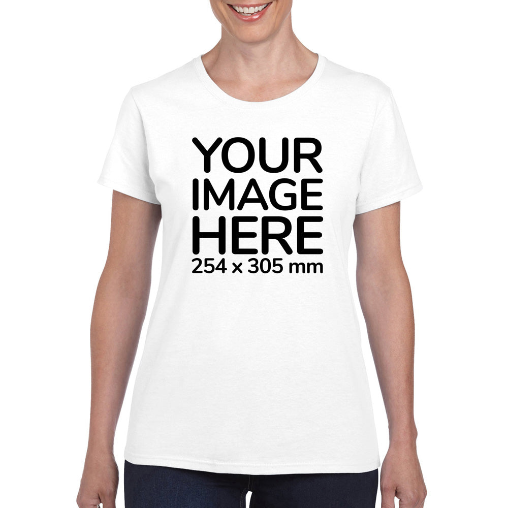 White Custom Women's T-Shirt - personalised with image printed on front side