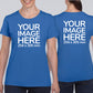 Blue Custom Women's T-Shirt - personalised with image printed on front and back side