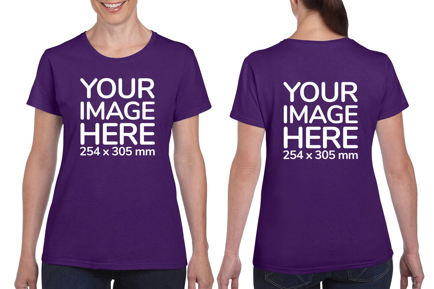 Purple Custom Women's T-Shirt - personalised with image printed on front and back side