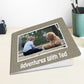 Kids Photo Board Book customised with picture and text, displayed on table.