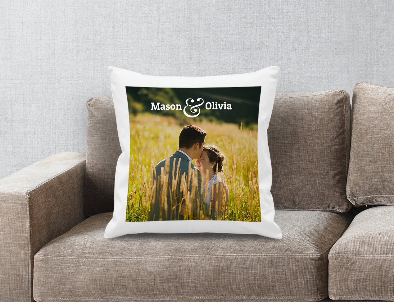 Customised Photo Cushion Cover with couple name and picture