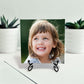 Table-top Canvas print with kids photo on metal easel. This is an elegant Mini Canvas Print on display.